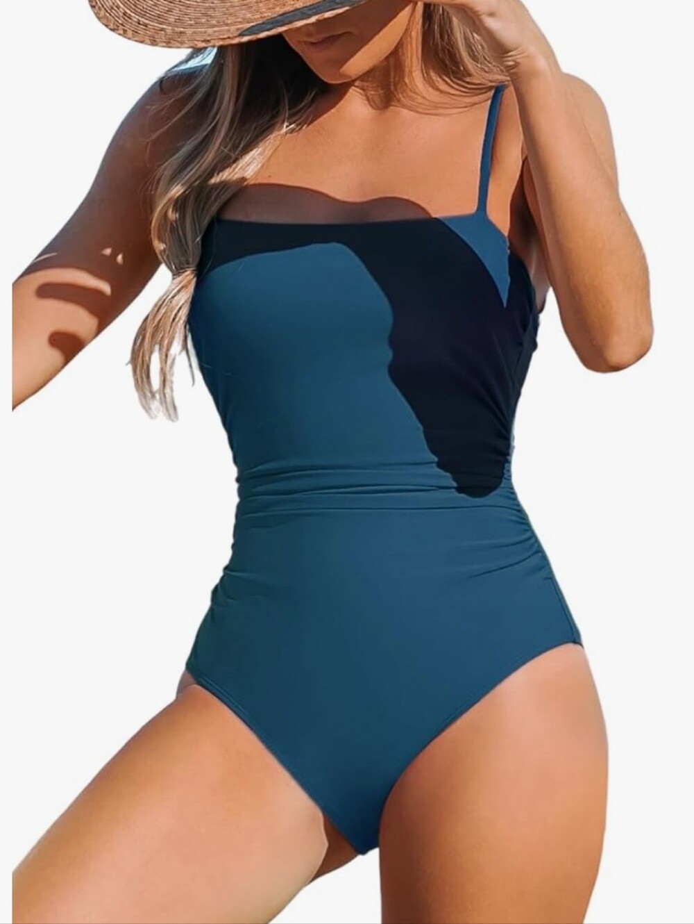 NWT Sandy Daze Shirred One Piece Swimsuit Dark Blue